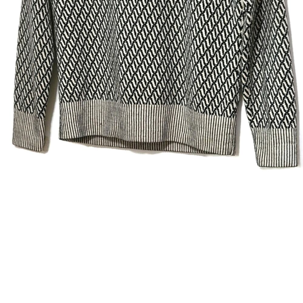 Tanya Taylor Geometric Knit Virgin Wool Sweater Round Neck Black White L Modern - Picture 5 of 13